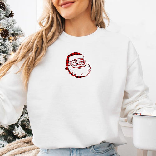 'Plaid Santa' Crewneck Sweatshirt T-Shirts, Hoodie | RetroVerseTees.com
