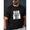 Plus Size Men's God Has A Plan Graphic Print T-shirt, Casual Short Sleeve Crew Neck Tee For Outdoor, Men's Clothing Made...
