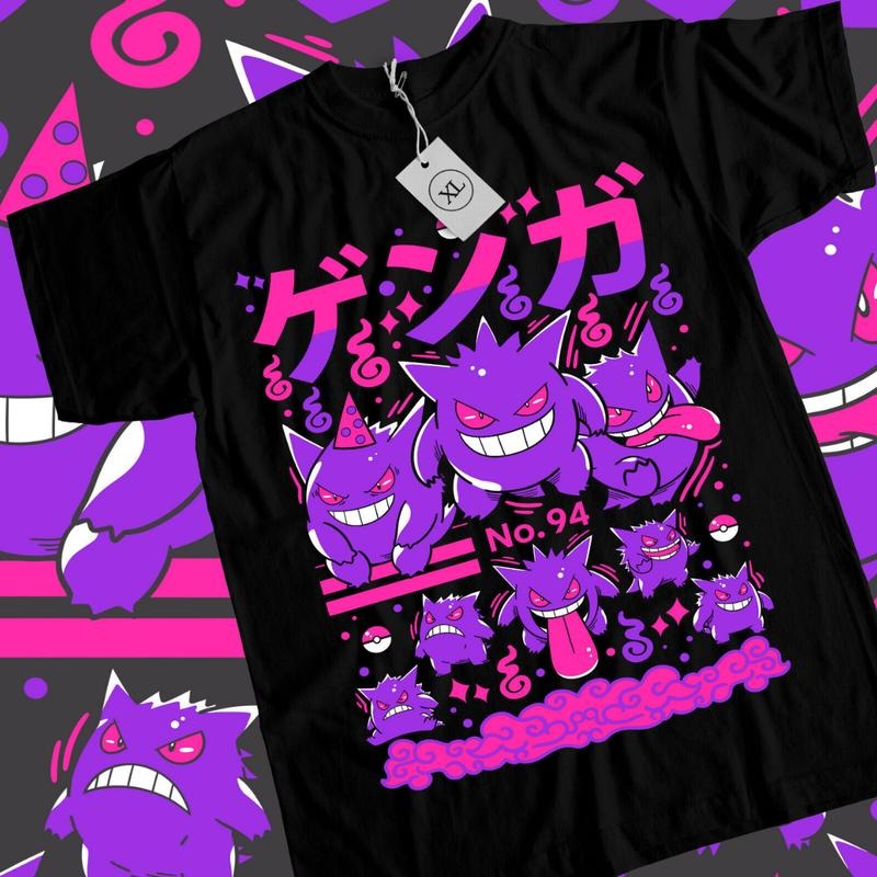 Pocket Monsters Anime T-Shirt & Sweatshirt, Gengar Poke Graphic Tee Anime Manga Lover Gifts Ball Cotton Hoodie