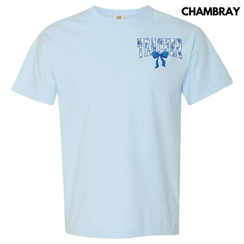 Pocket Size - Teacher Blue Florals Comfort Colors T-Shirt 'NLB' Hoodie, Sweatshirt | RetroVerseTees.com