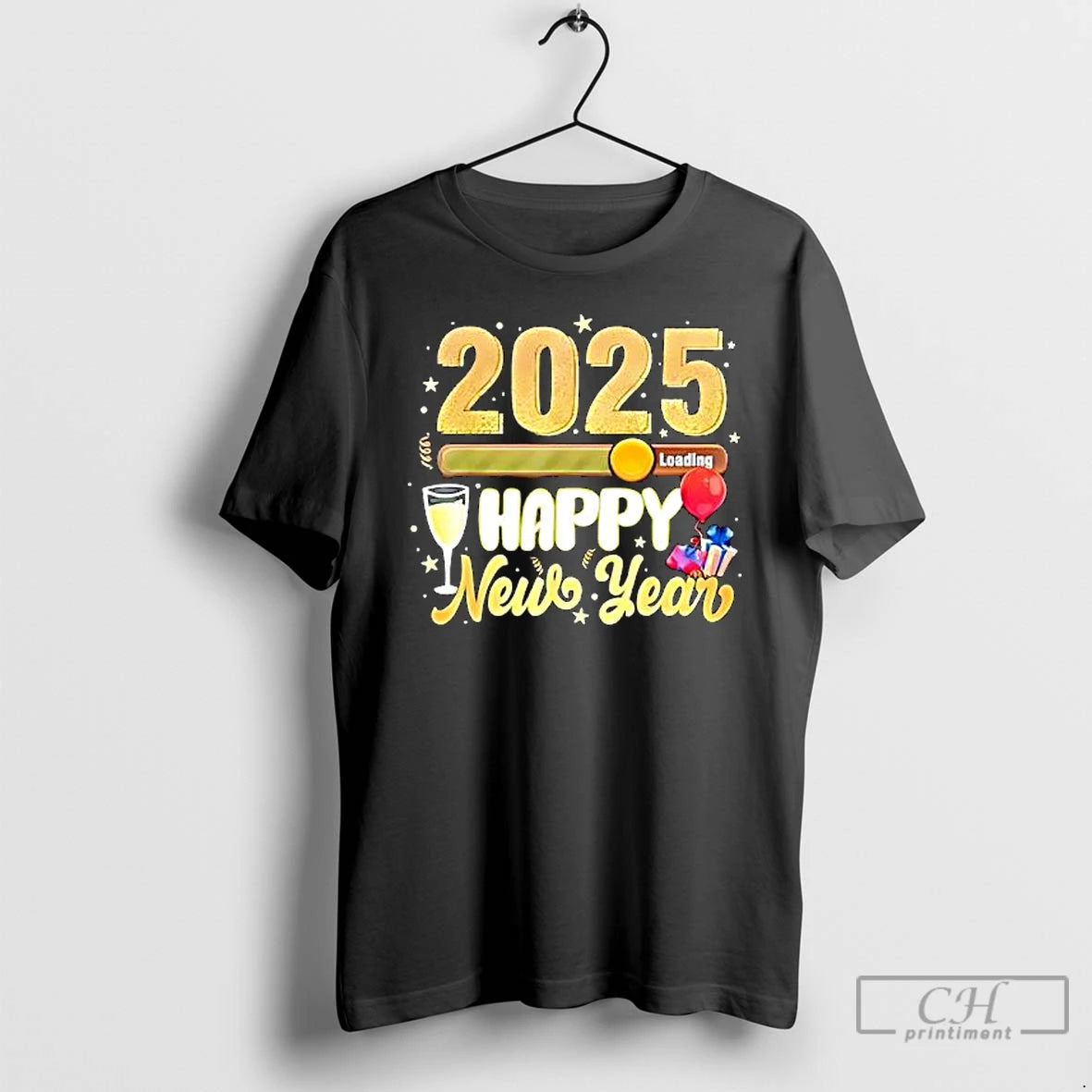 Premium 2025 Loading Happy News Years T-Shirts, Hoodie, Sweatshirt | RetroVerseTees.com