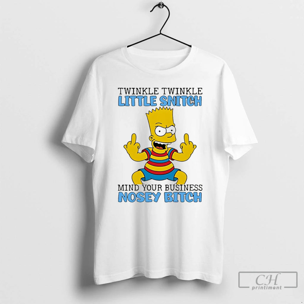 Premium Bart Middle Finger Twinkle Twinkle Little Snitch Mind Your Business T-Shirts, Hoodie, Sweatshirt | RetroVerseTees.com