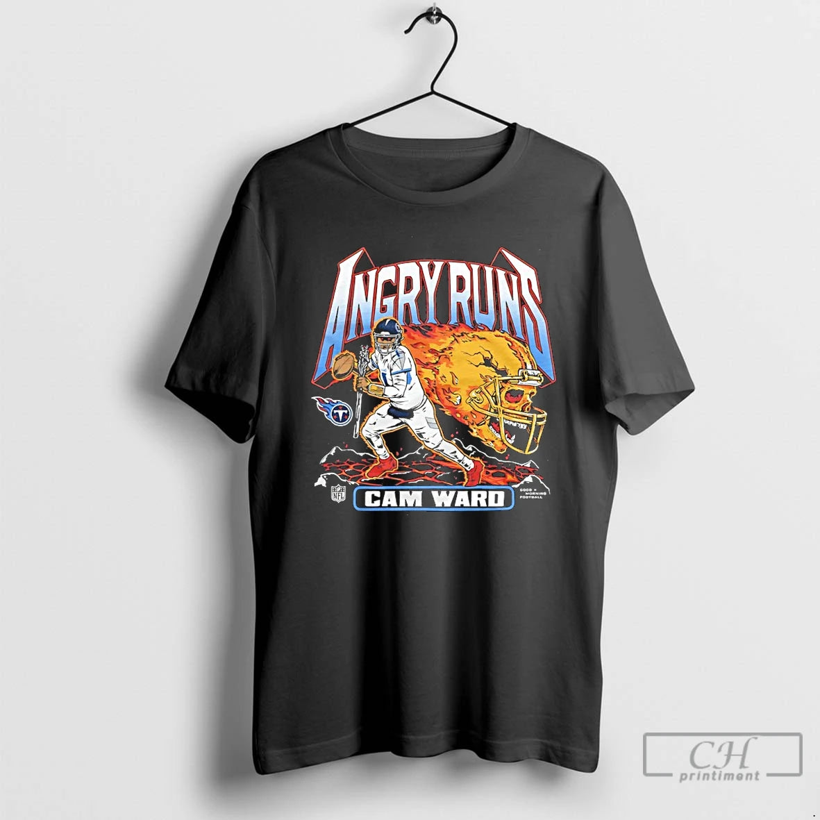 Premium Cam Ward Tennessee Titans Angry Runs 2025 Skull Helmet T-Shirts, Hoodie, Sweatshirt | RetroVerseTees.com