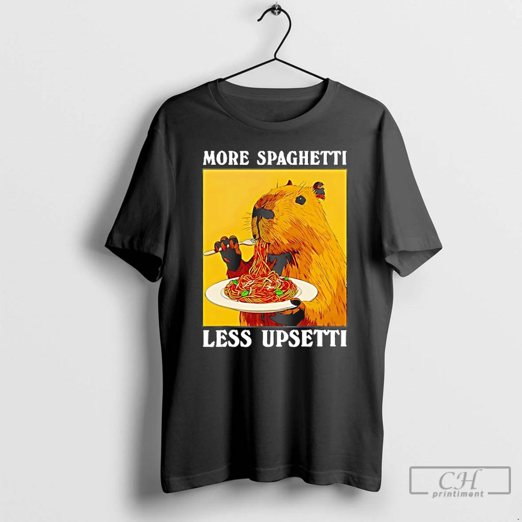Premium Capybara Spaghetti More Spaghetti Less Upsetti T-Shirts, Hoodie, Sweatshirt | RetroVerseTees.com