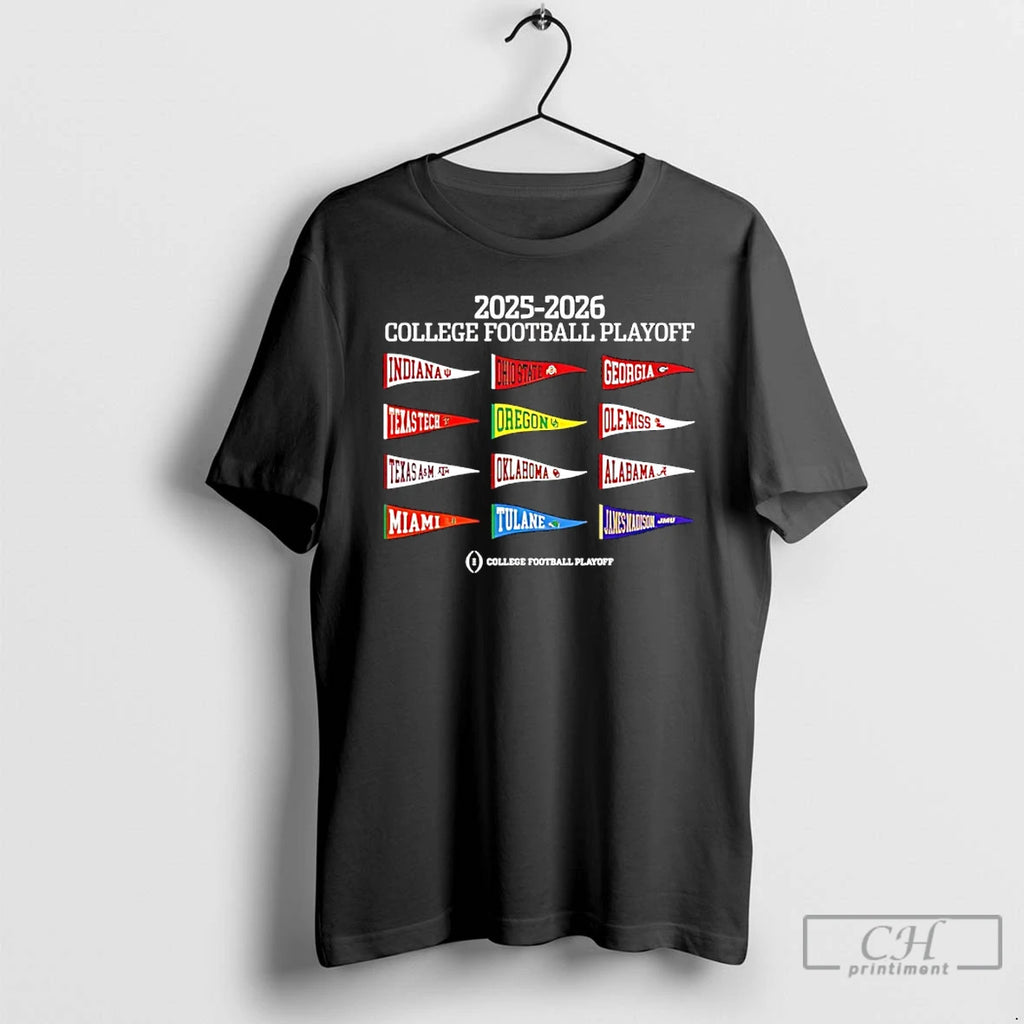 Premium College Football Playoff 2025 26 12 Team Pennant Flag T-Shirts, Hoodie, Sweatshirt | RetroVerseTees.com