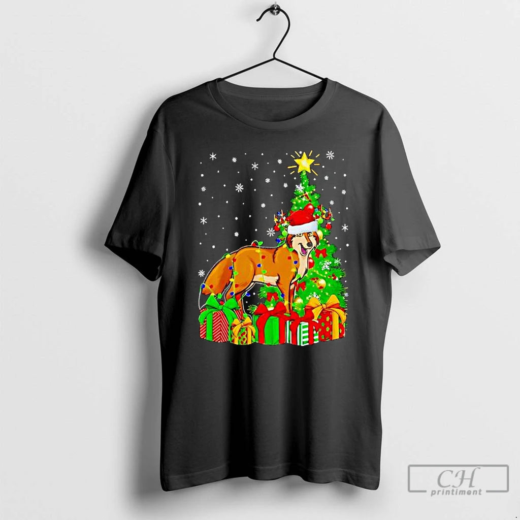 Premium Coyote Xmas Holiday Santa Coyote Christmas Tree T-Shirts, Hoodie, Sweatshirt | RetroVerseTees.com