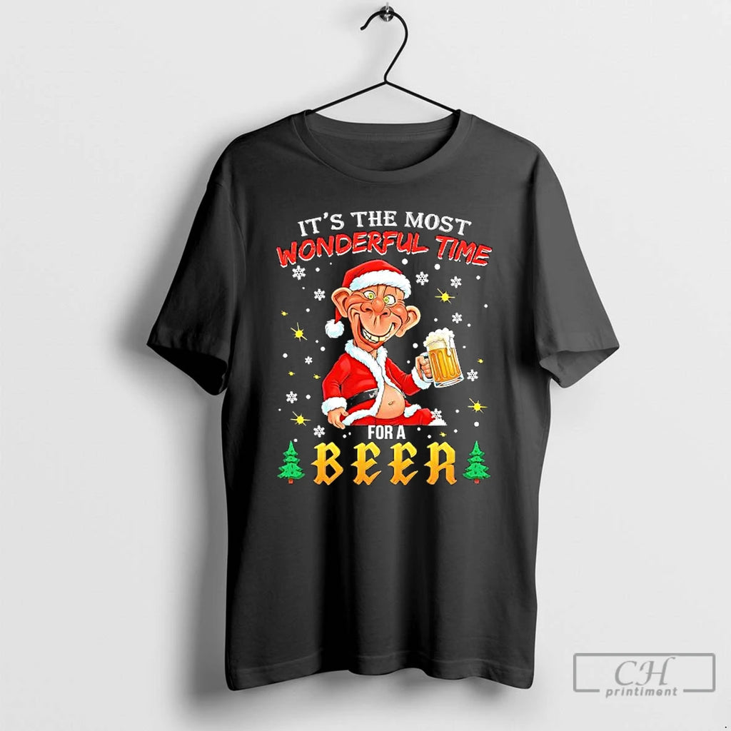 Premium Drunken Santa Claus Its The Most Wonderful Time For A Beer T Shirts Sweater Hoodie, Sweatshirt | RetroVerseTees.com