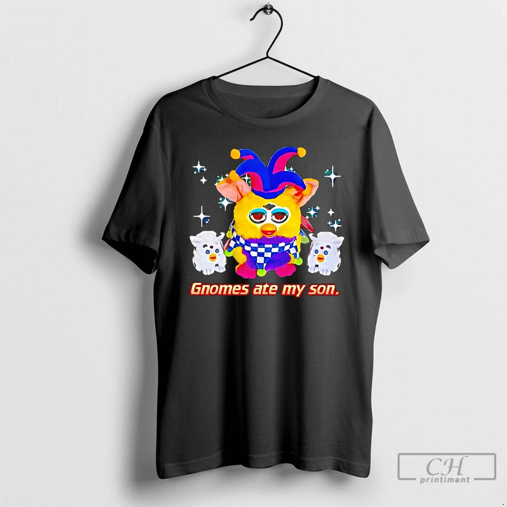 Premium Furby Jester Gnomes Ate My Son T-Shirts, Hoodie, Sweatshirt | RetroVerseTees.com