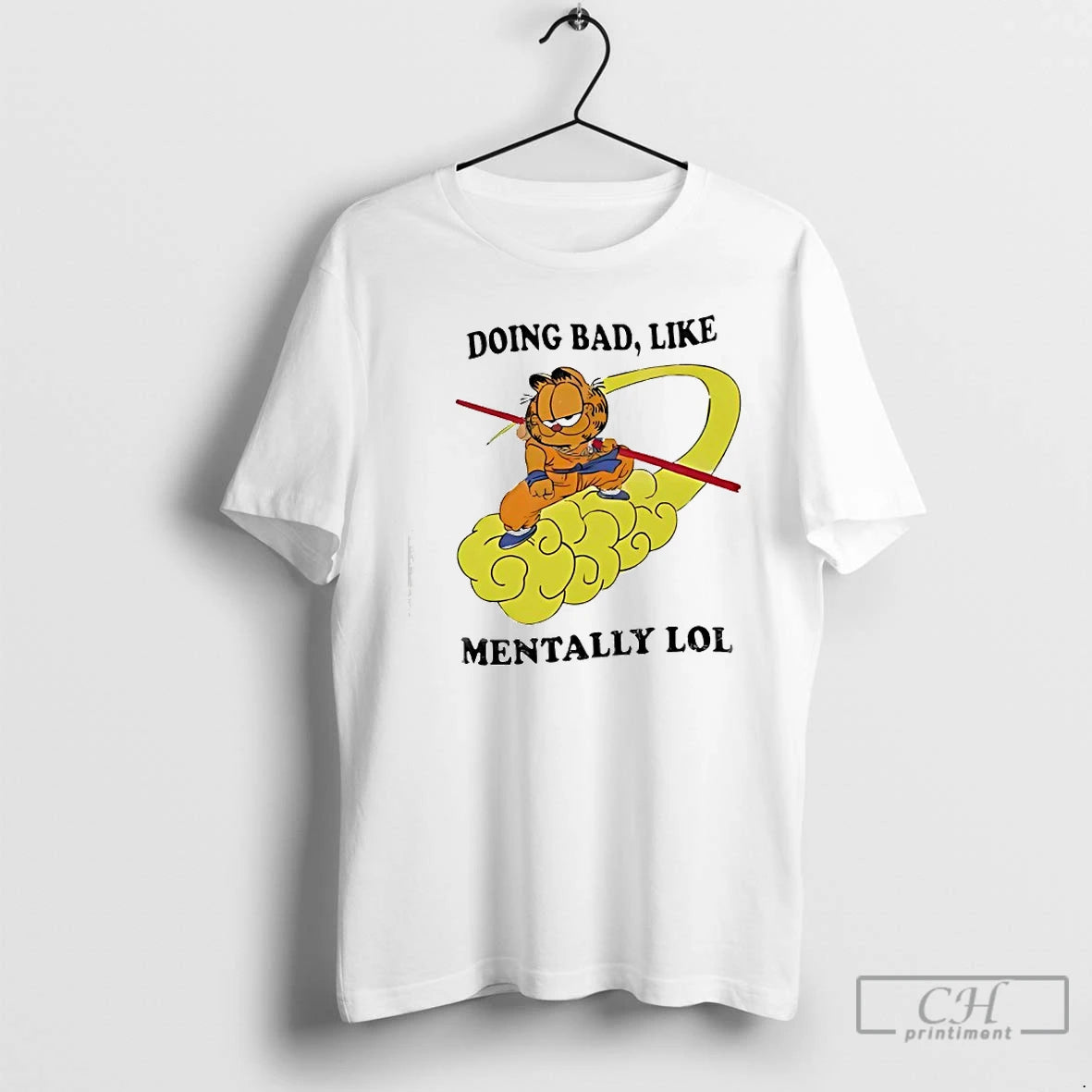 Premium Garfield X Goku Dragonball Z Doing Bad Like Mentally Lol T-Shirts, Hoodie, Sweatshirt | RetroVerseTees.com