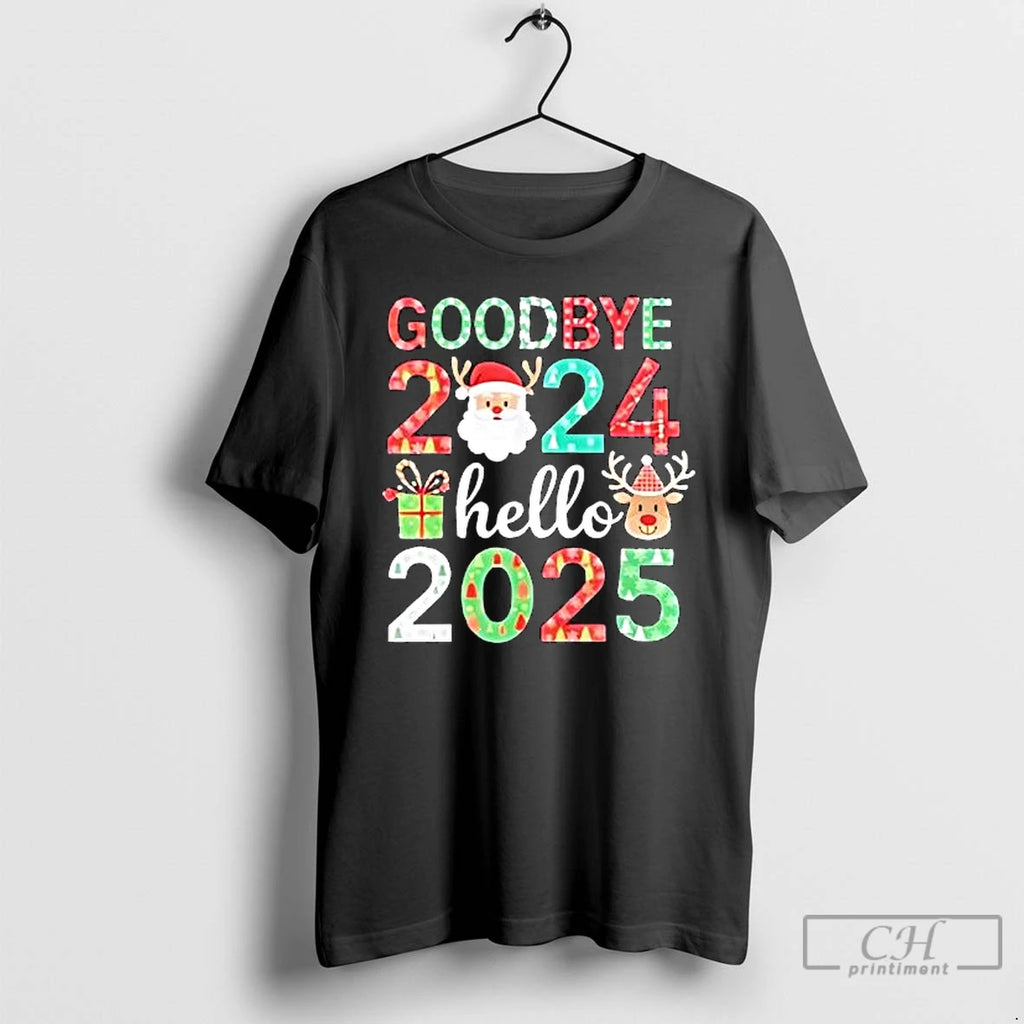 Premium Goodbye 2025 Hello 2025 Happy New Years Eve Christmas Xmas T-Shirts, Hoodie, Sweatshirt | RetroVerseTees.com