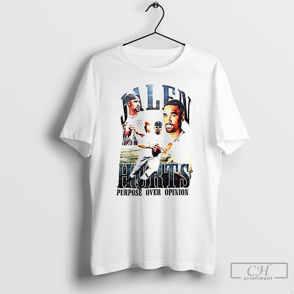 Premium Jalen Hurts Purpose Over Opinion Graphic T-Shirts, Hoodie, Sweatshirt | RetroVerseTees.com