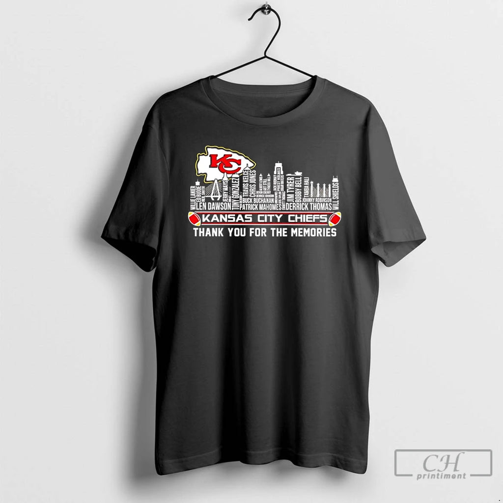Premium Kansas City Chiefs Players Names Skyline Thank You For The Memories T Shirts Sweater Hoodie, Sweatshirt