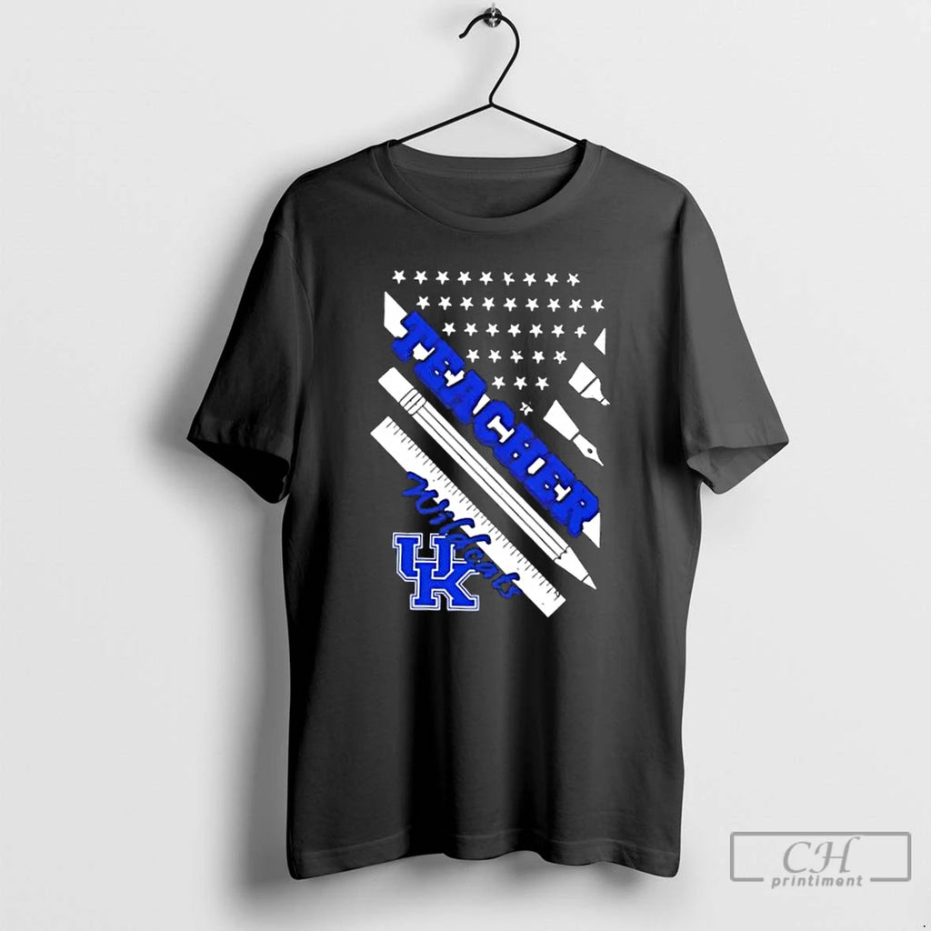 Premium Kentucky Wildcats X Teacher American Flag T-Shirts, Hoodie, Sweatshirt | RetroVerseTees.com