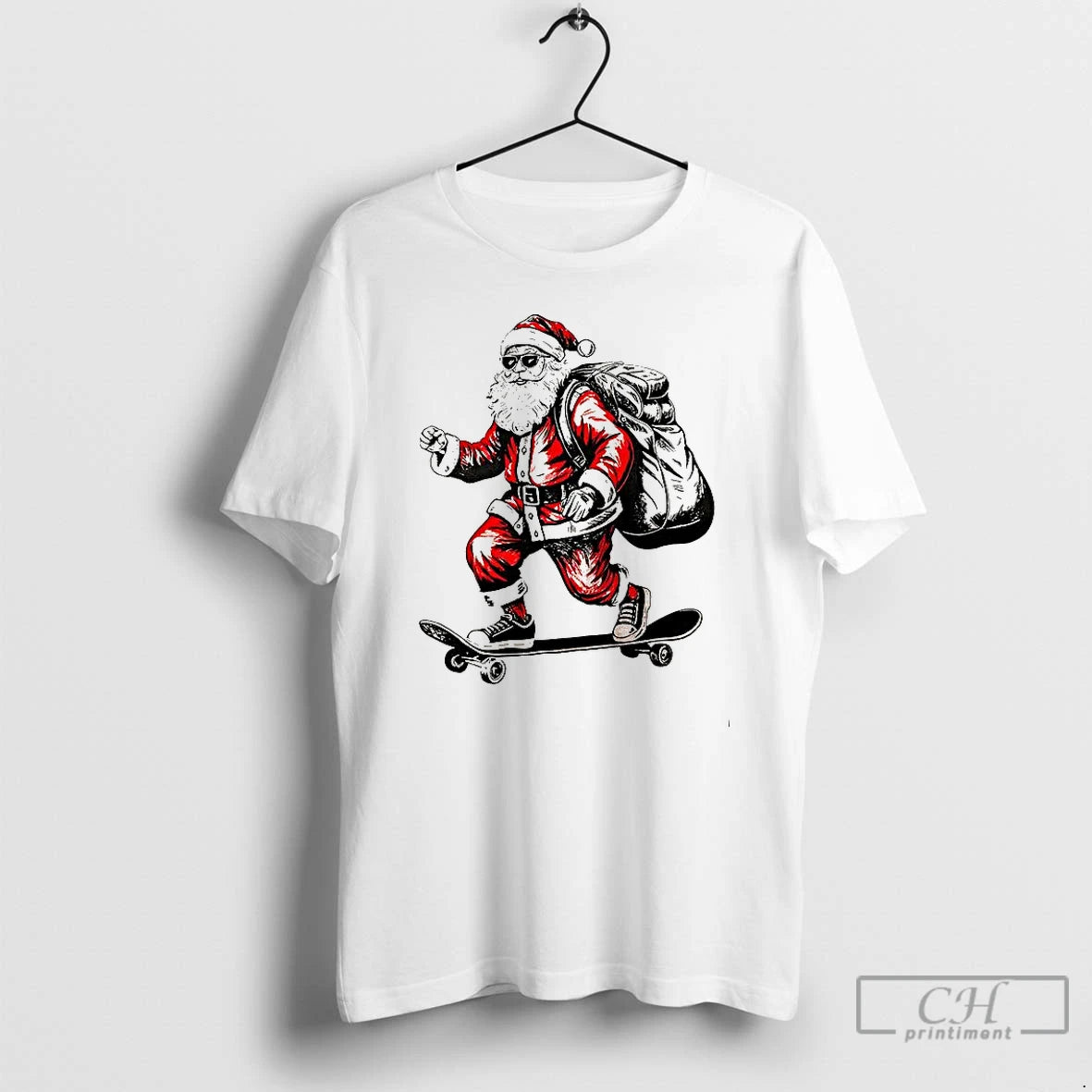 Premium Santa Claus Skateboarding Christmas T-Shirts, Hoodie, Sweatshirt | RetroVerseTees.com
