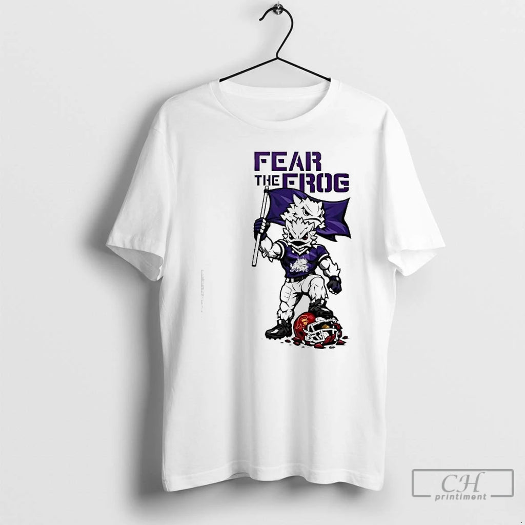 Premium Tcu Horned Frogs Fear The Frog With Superfrog Mascot T-Shirts, Hoodie, Sweatshirt | RetroVerseTees.com