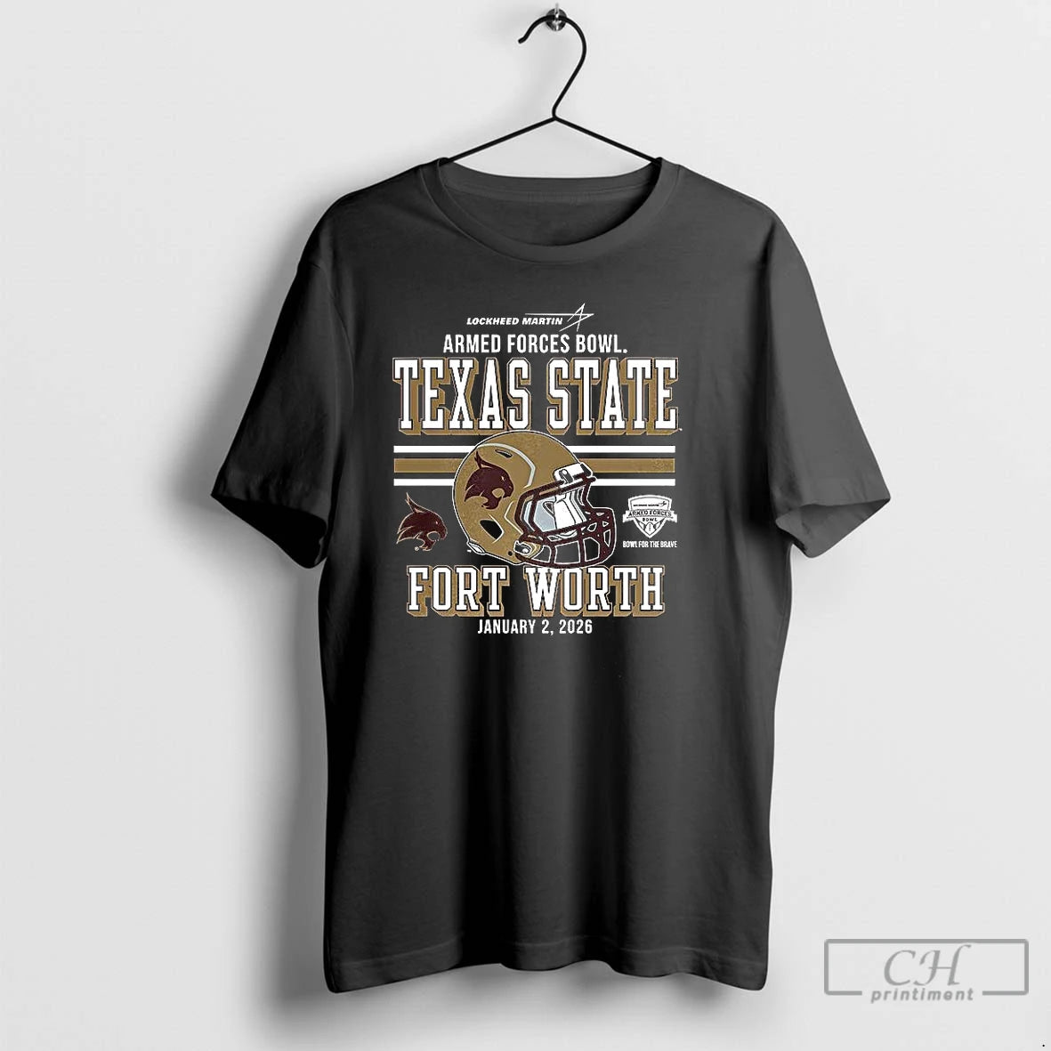 Premium Texas State Bobcats 2025 Armed Forces Bowl Bound T-Shirts, Hoodie, Sweatshirt | RetroVerseTees.com