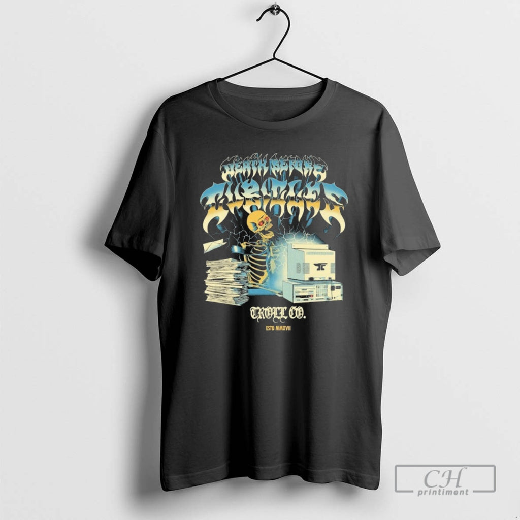 Premium Troll Co Death Before Cubicles Cpu Skeleton Shirt Sweater Hoodie, Sweatshirt | RetroVerseTees.com