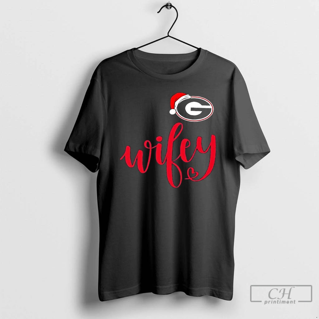 Premium Wifey Georgia Bulldogs Santa Hat Merry Christmas T-Shirts, Hoodie, Sweatshirt | RetroVerseTees.com