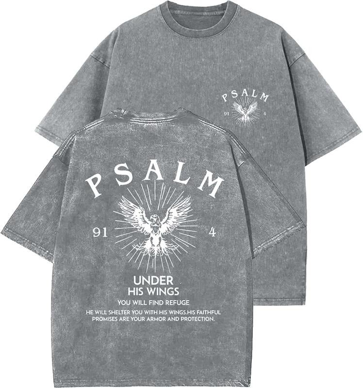 Psalm Unisex Washed T-Shirt, Christian t shirts, Vintage 90s Graphic Tee, Gift Top Womenswear Cotton Mineral Color...