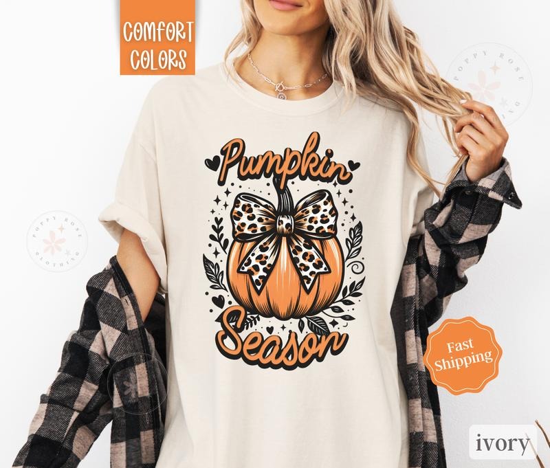 Pumpkin Season Shirt Comfort Colors, Fall Tshirt,  October Vibes Shirt for Women Oversized Crewneck Tee Hoodie, Sweatshirt