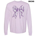 Purple Floral Bow Long Sleeve Comfort Colors T-Shirt 'NLB' Hoodie, Sweatshirt | RetroVerseTees.com