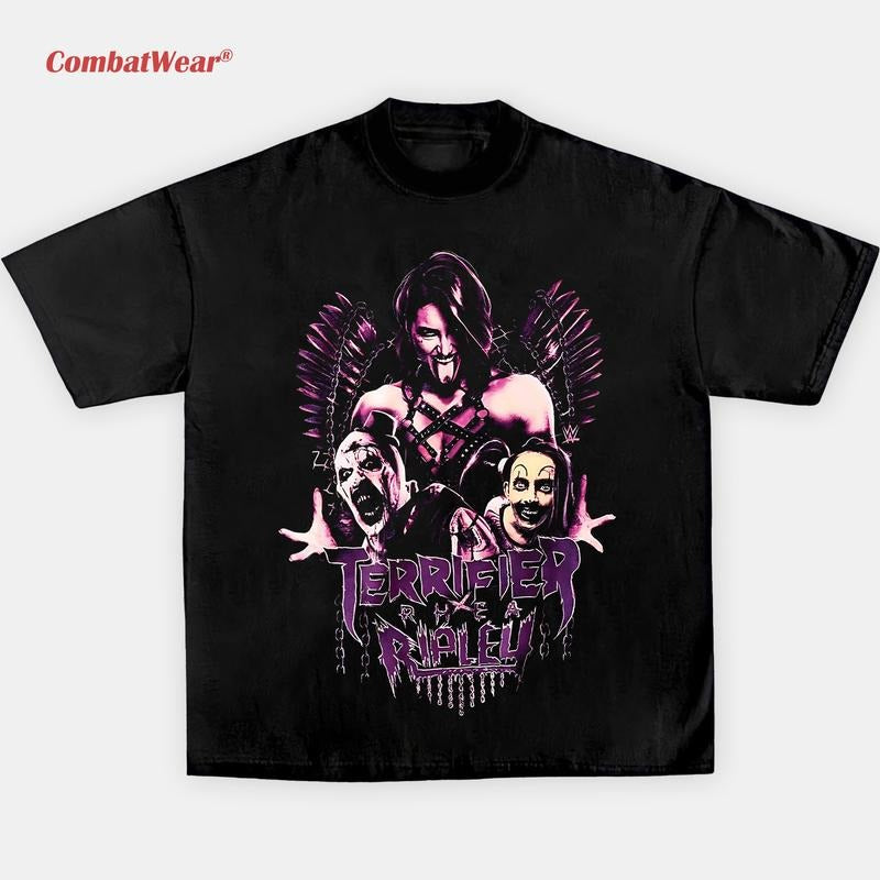 RHEA RIPLEY x TERRIFIER TEE, Halloween Wrestling Tee, Vintage Wresting Shirt, Wrestling Graphic Tee, Sports Shirt,...