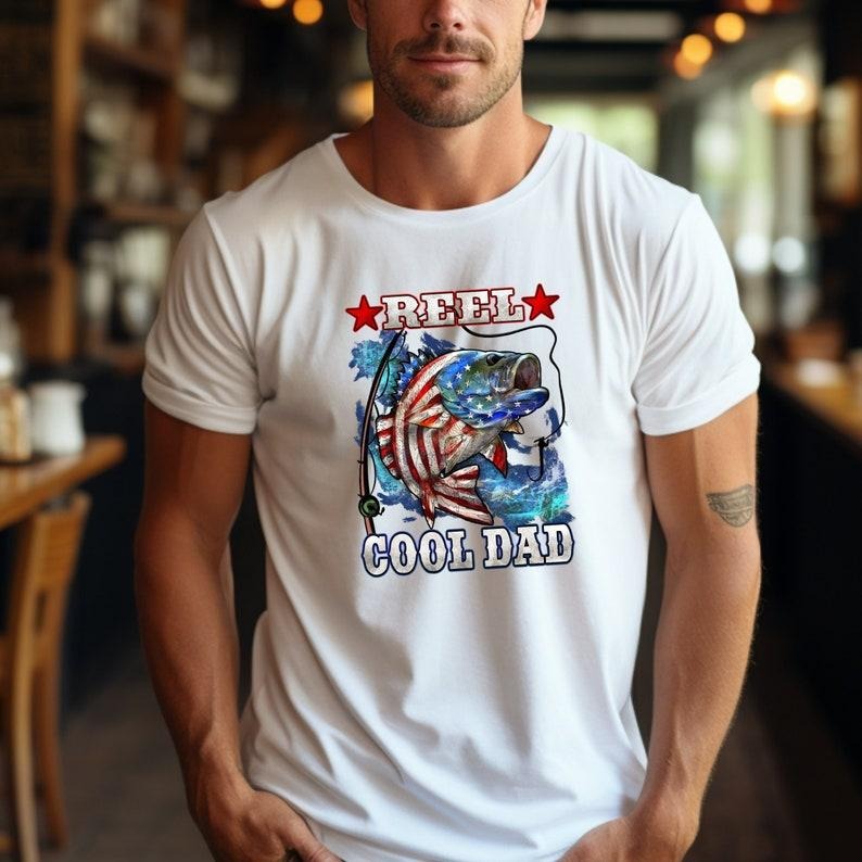 Reel Cool Dad T Shirt Hoodie Sweater, American Flag Dad Shirt, Funny Fishing Father Shirt ,Happy father's day, Gift For...