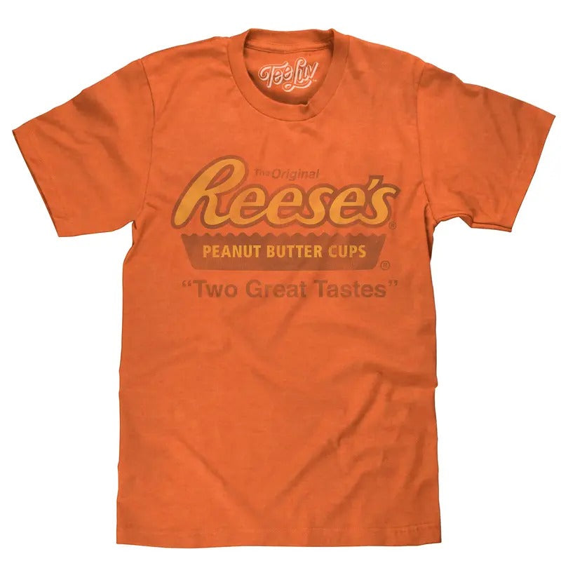 Reese's Peanut Butter Cup Two Great Tastes T-Shirt - Orange Hoodie, Sweatshirt | RetroVerseTees.com