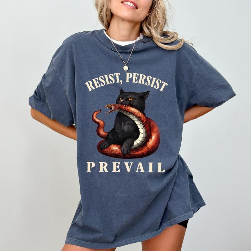 Resist Persist Prevail Comfort Colors Shirt, Subtle FDT T-shirt, Cat Ladies Graphic Tee, Feminist Clothing, Anti MAGA...