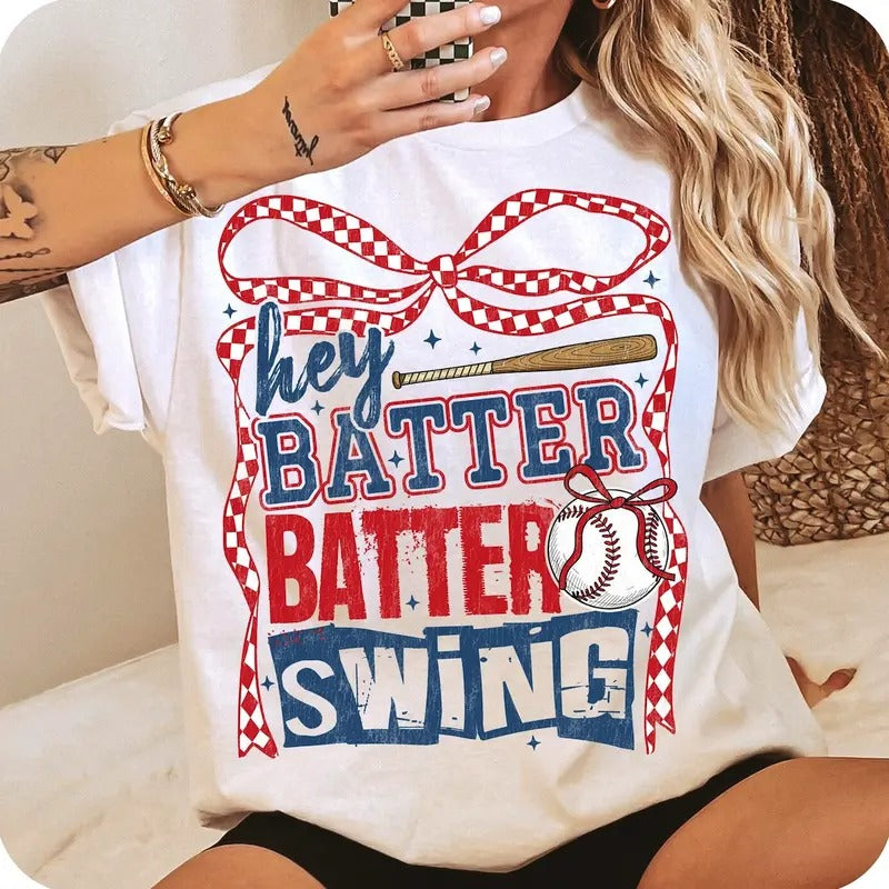 Retro Baseball Batter Batter Swing Graphic Shirt,  Vintage Sports Game Day TShirt, Sports Team Mom Family Tee Womenswear...
