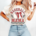 Retro Checkered Baseball Mama Coquette T-Shirt, Game Day Baseball T-Shirt, Baseball Mom T-Shirt, Baseball Coquette Shirt...