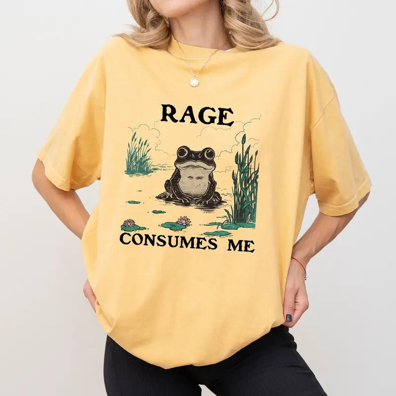 Retro Funny Frog Comfort Colors Shirt, Vintage  Frog Pond Tee, Meme T-shirt, Nature Lover Gift, Vintage Consumes Me...