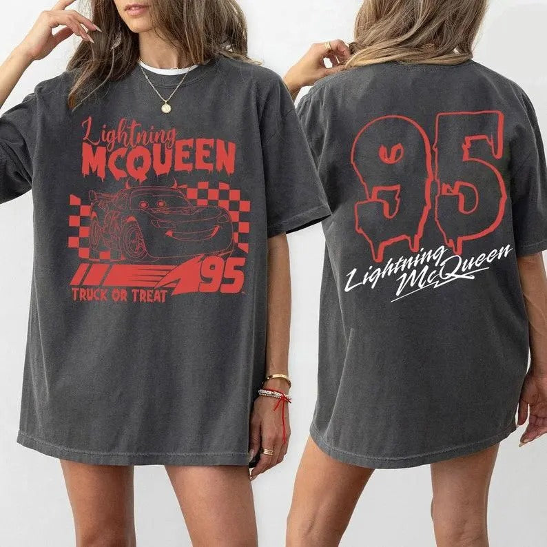 Retro Halloween Lightning Mcqueen Comfort Colors or Gildan T-shirt, Car Enthusiast Shirt, Car Clothing, Unisex, Vintage...