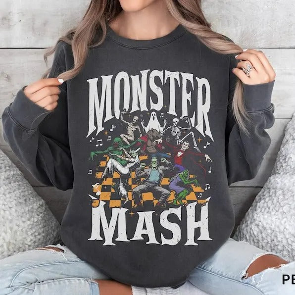 Retro Halloween Sweatshirt, Monster Mash Sweater, Vintage Ghost Halloween Sweater T-Shirts, Hoodie | RetroVerseTees.com