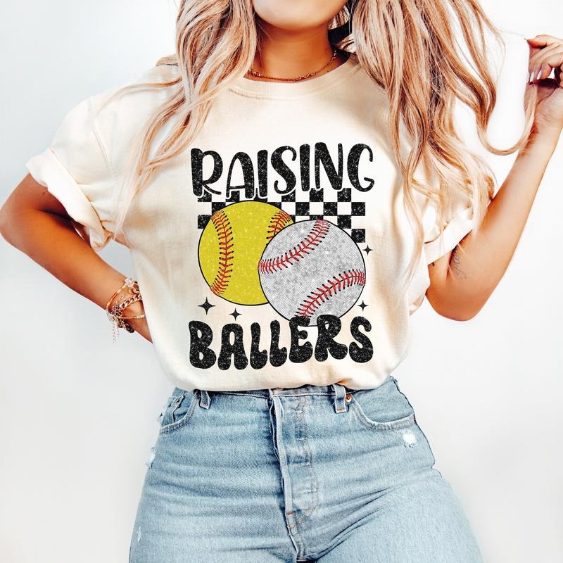 Retro Softball Baseball T-Shirt, Baseball T-Shirt, Sports T-Shirt, Raising Ballers T-Shirt, Baseball Mom Hoodie, Sweatshirt