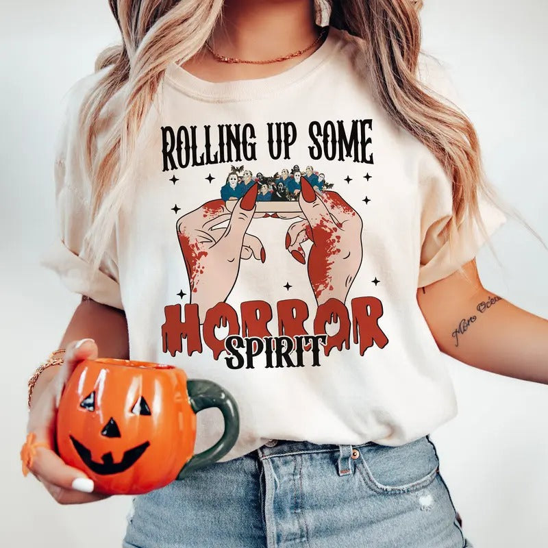 Rolling Up Some Horror Spirit Shirt, Halloween Horror Shirt, Halloween Shirt, Horror Shirt, Funny Halloween Shirt, Horror...