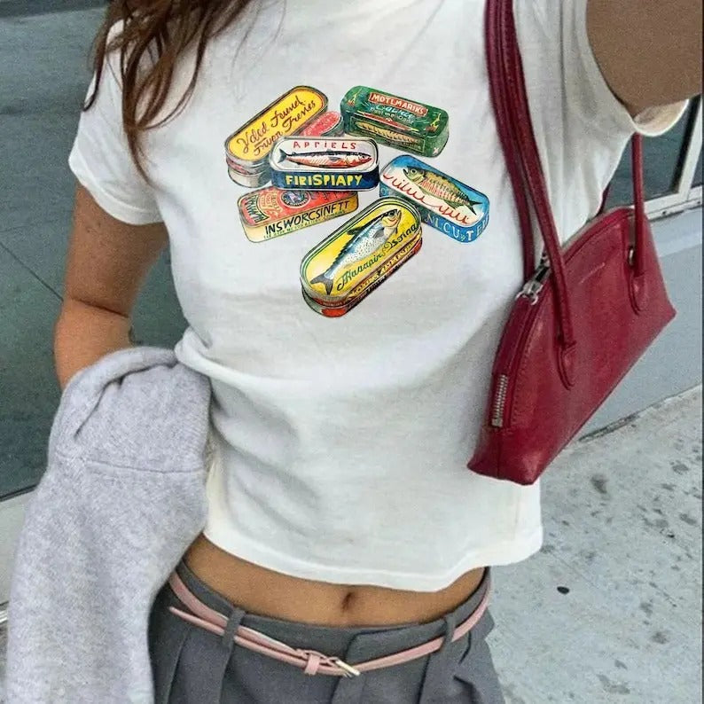 Round Neck Sardine Tins Baby Tee
