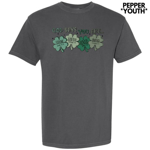 *** Shamrock God Says You Are Comfort Colors T-Shirt (Youth) Hoodie, Sweatshirt | RetroVerseTees.com