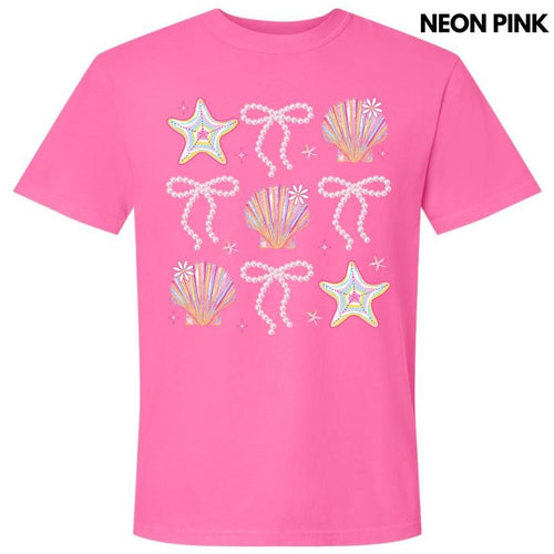 *** Shells & Stars Bow Collage Comfort Colors T-Shirt (Youth) 'NLB' Hoodie, Sweatshirt | RetroVerseTees.com