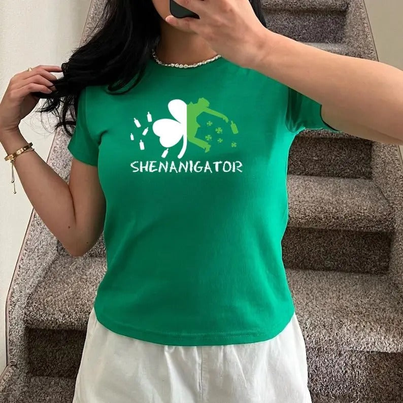 Shenanigator Baby Tee for Patricks day Baby Tee, Y2K 2000's Style, Streetwear Style Hoodie, Sweatshirt | RetroVerseTees.com
