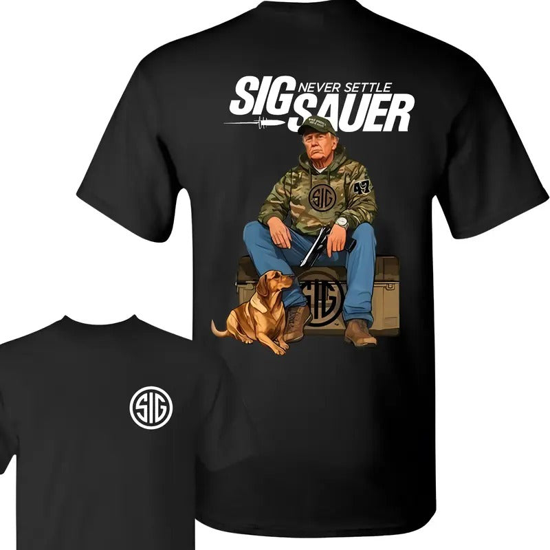Sig Sauer Trump Hunter Double Sided Hoodie - Unisex Short Sleeve Casual T-Shirt, 100% Cotton, Available in Various...