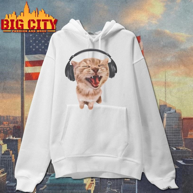 Silly Cat With Headphones Shirt