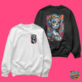 Skull face painting beauty trendy cotton short-sleeved, round neck sweatshirt, hooded sweatshirt, multiple colors, fully...