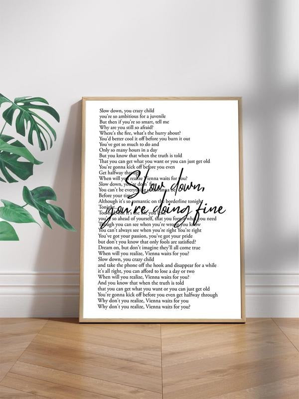 Slow Down You're Doing Fine Poster Canvas, Billy Joel Poster Wall Art T-Shirts, Hoodie, Sweatshirt | RetroVerseTees.com