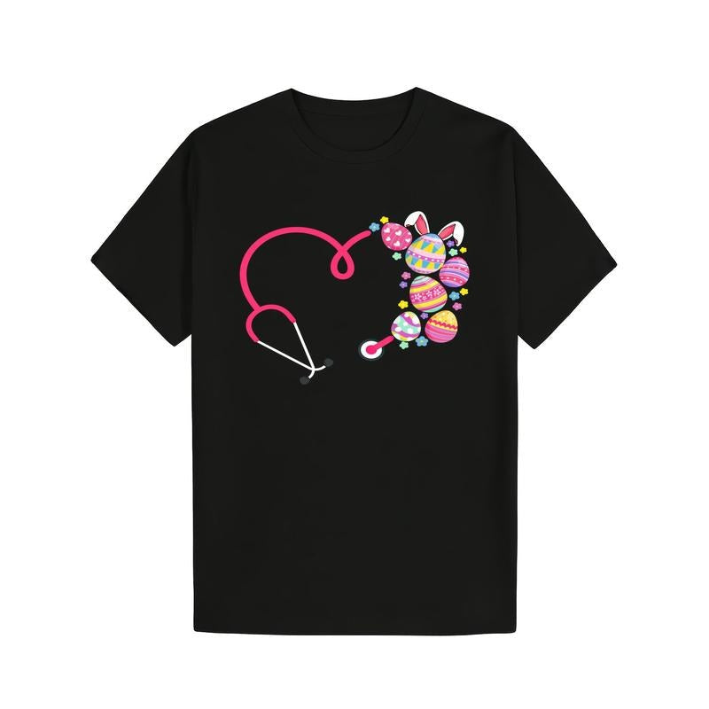 Soft & Comfy 100% Cotton Bunny Stethoscope Easter T-Shirt