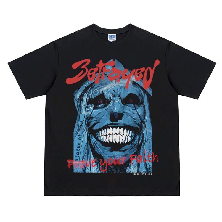 Solo Leveling "Crimson Statue" Vintage Oversized Tee Anime T-shirt 100% Cotton Original Design Men's Top for Fans...