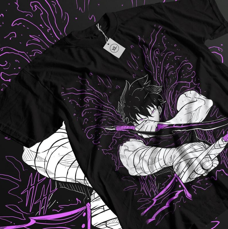 Solo Leveling T-Shirt S-4XL Sung Jinwoo New Anime Manga Gift Black Shirt Tshirt S-4XL Hoodie, Sweatshirt | RetroVerseTees.com