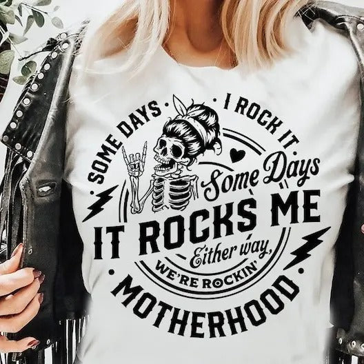 Some days I rock it some days it rocks me svg, Motherhood svg, Rocking motherhood svg, Funny motherhood skull svg, Mom...