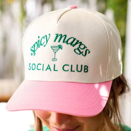 'Spicy Margs Social Club' Snapback Trucker Hat, Embroidery T-Shirts, Hoodie, Sweatshirt | RetroVerseTees.com