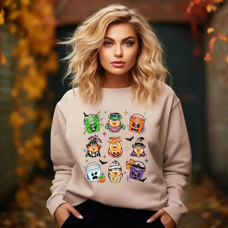 Spooky Nuggets Meal Bucket Halloween Shirt, Spooky Nuggets Shirt, Halloween Chicken Lover Hoodie, Spooky Season Cotton...